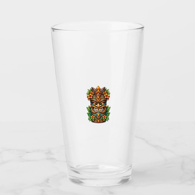 Guld Palm Krona Tiki Glas Kopp (Framsida)