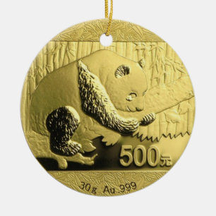 Guld Panda-mynt Julgransprydnad Keramik
