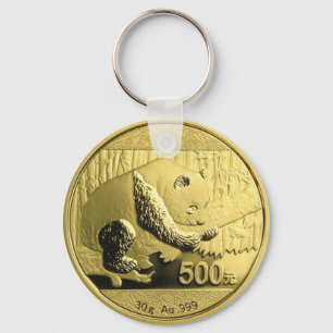 Guld Panda-mynt Nyckelring