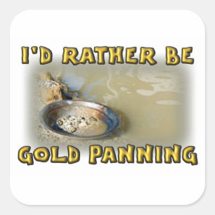 Guld Panning Fyrkantigt Klistermärke