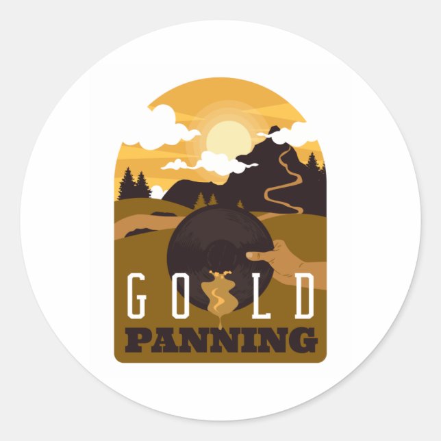 Guld Panning Runt Klistermärke (Framsida)