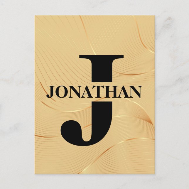Guld Pappa Initial Namn Uppskattning Design Vykort (Framsida)