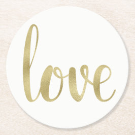 Guld pappra underlägg, kärlek, fotnotstecken underlägg papper rund