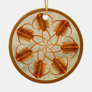 Guld- Paraceraurus fossil- trilobite rullar Julgransprydnad Keramik