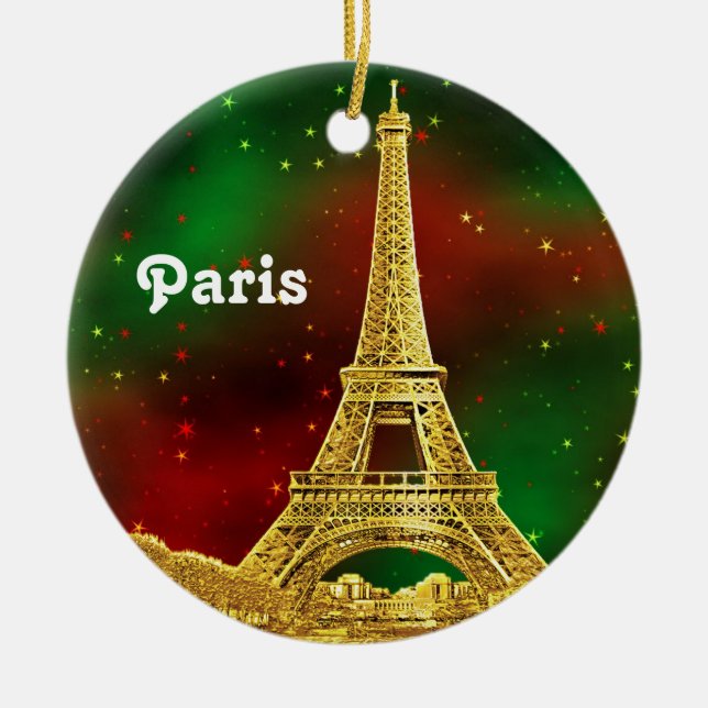 Guld Paris Siluett #2 Jul Stjärnig Julgransprydnad Keramik (Framsidan)