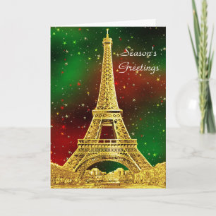 Guld Paris Skyline #2 Julstarr Helgkort