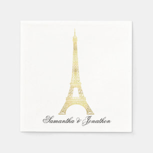 Guld Parisian Eiffel Torn Bröllop Anpassningsbar N Pappersservett