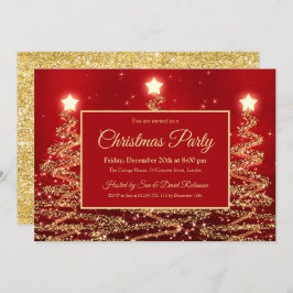 Guld, Party, Gnistra Glitter, Träd Red Inbjudningar