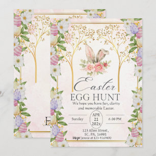 Guld Påskägg Hunt-Blommigten Pastel Watercolor Inbjudningar
