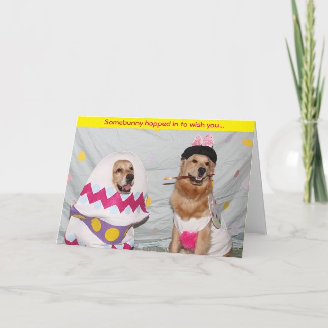 Guld- påskharemålningpåskägg helgkort (Framsida)