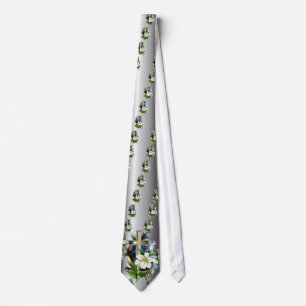 Guld- påskkor - vitLilly blommor - silver Slips