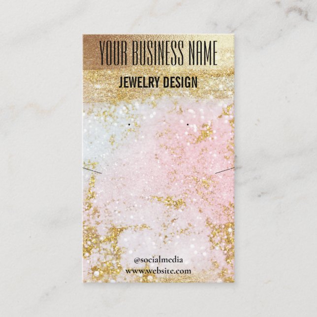 Guld Pastel DIY Necklace Earring Visning Holder Visitkort (Framsida)