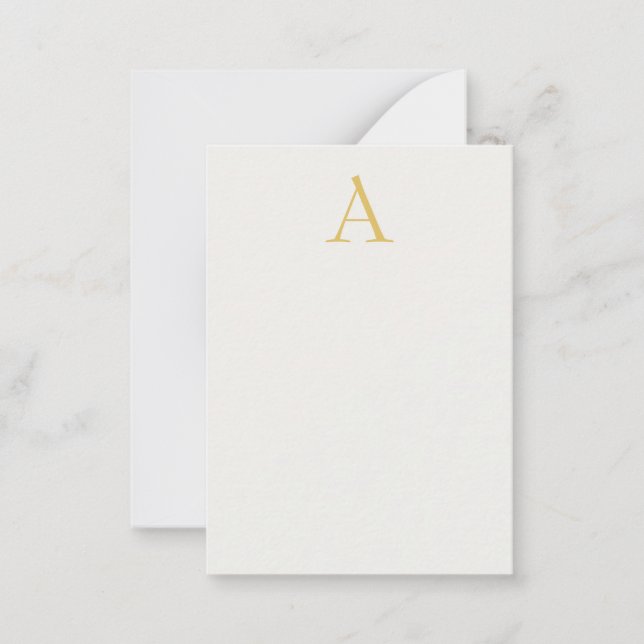 Guld & Pastellfärg Monogram Professionell Initial  Anteckningskort (Framsida)
