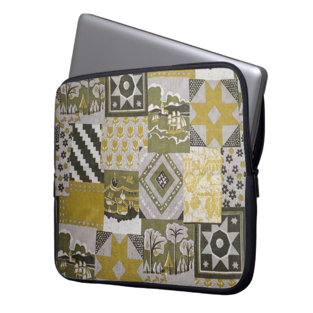 Guld Patchwork Laptop sleeve (Framsidan Vänster)
