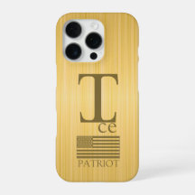 Guld Patriotiskt "I" Monogram Telefonfodral — Amer