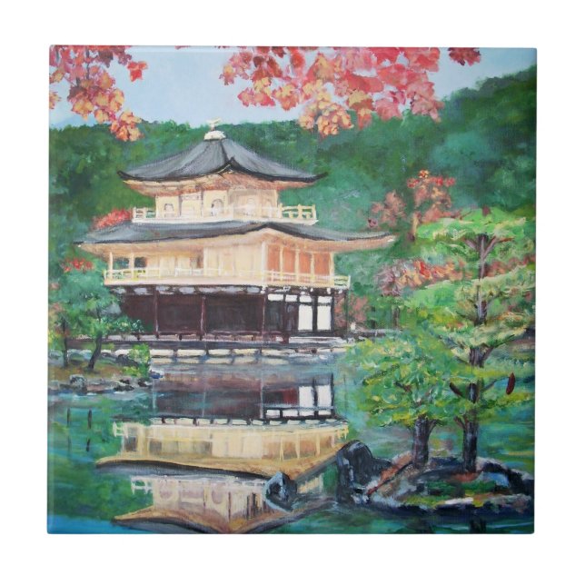 Guld- Pavillion i Kyoto belägger med tegel Kakelplatta (Framsidan)