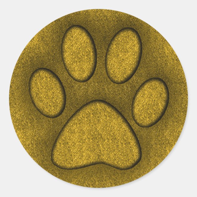 GULD PAW PRINT RUNT KLISTERMÄRKE (Framsida)