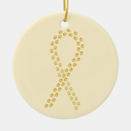 Guld Pawprint Ribbon Julgransprydnad Keramik