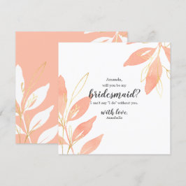 Guld & Peach-Blommigten.. - Du blir min bridesmaid Inbjudningar