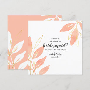 Guld & Peach-Blommigten.. - Du blir min bridesmaid Inbjudningar