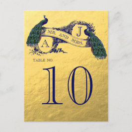 Guld Peacock Bröllop Bordsnummer