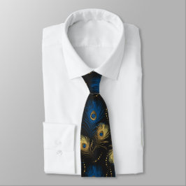 Guld Peacock Feather Black Blue Manar Necktie Slips