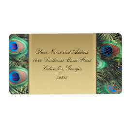 Guld Peacock Feather Elegant Address Label Returadress Etikett