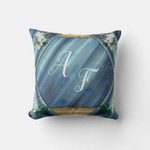 Guld, Peacock Feathers on Emerald Grönt Gift Kudde