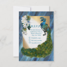 Guld, Peacock Feathers on Emerald Grönt Silke OSA Kort