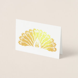 Guld Peacock (Fläkt) Notecard Folierat Kort
