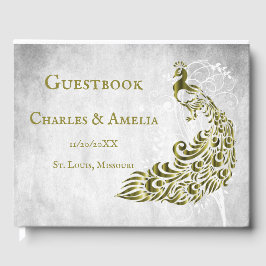 Guld Peacock Löv Vine Bröllop Guestbook Gästböcker