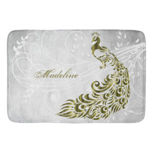 Guld Peacock Personlig Bath Mat Badrumsmatta