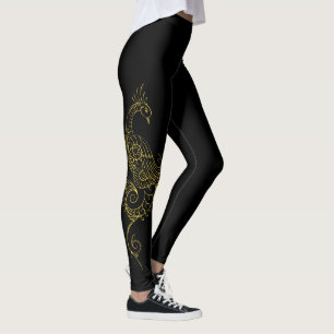 Guld Peacock Tattoo Leggings