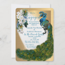 Guld, Peacocks, Feathers on Emerald Grönt Silke Inbjudningar