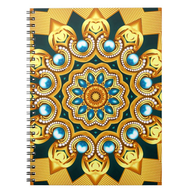 Guld Pearl Decorative Ram Illustration Anteckningsbok (Framsidan)