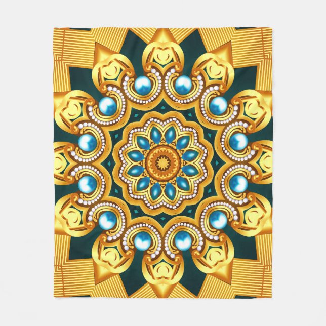 Guld Pearl Decorative Ram Illustration Fleecefilt (Framsidan)