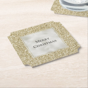 Guld Pearl White Glitzy Glitter jul    Underlägg Papper