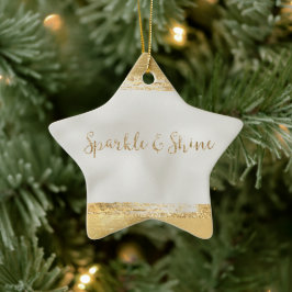 Guld Pearl White Gnistra Julgransprydnad Keramik
