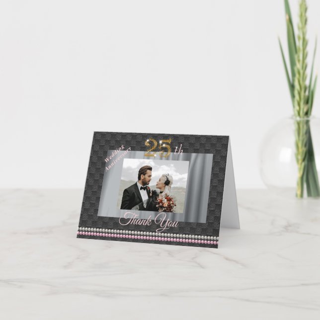 Guld & Pearls 25:e Bröllop-årsdagen Tack (Framsida)