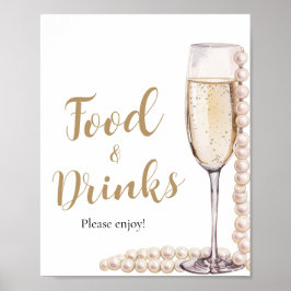 Guld Pearls and Prosecco Champagne Food and Drinks Poster