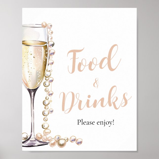 Guld Pearls and Prosecco Champagne Food and Drinks Poster (Framsidan)