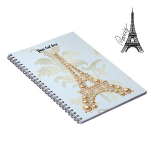 Guld Pearls Eiffel Torn Pocket Folder Anteckningsbok