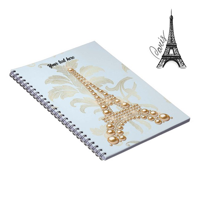 Guld Pearls Eiffel Torn Pocket Folder Anteckningsbok (Skapare uppladdad)