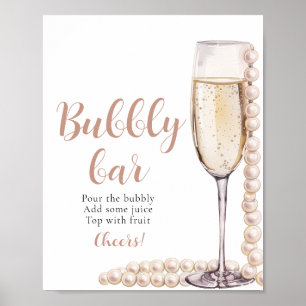Guld Pearls och Prosecco Champagne Bubly Pub Sign Poster