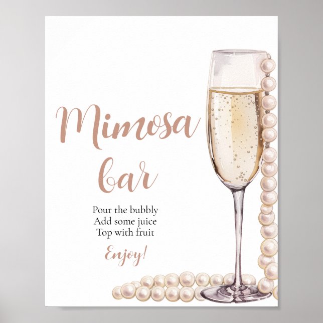 Guld Pearls och Prosecco Champagne Mimosa Pub Sign Poster (Framsidan)
