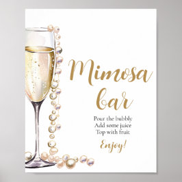 Guld Pearls och Prosecco Champagne Mimosa Pub Sign Poster