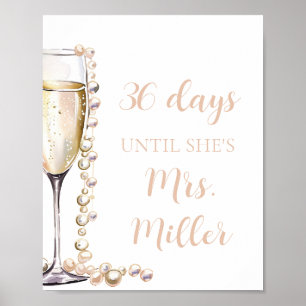 Guld Pearls och Prosecco-dagar tills hon är Mrs. Poster