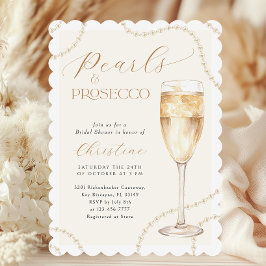 Guld Pearls och Prosecco Möhippa Inbjudningar