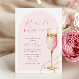 Guld Pearls och Proseccos Rosa Möhippa Inbjudningar