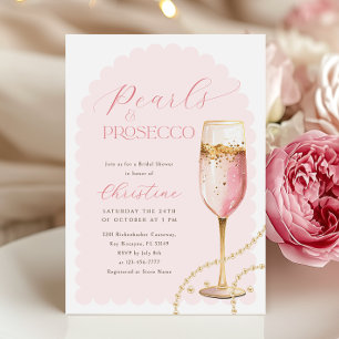 Guld Pearls och Proseccos Rosa Möhippa Inbjudningar